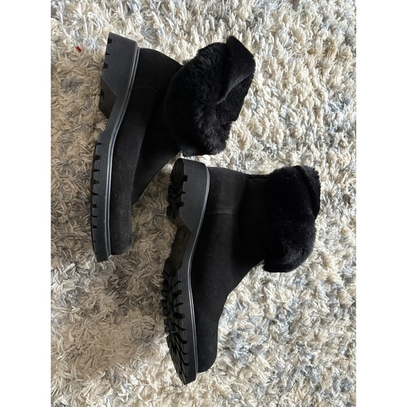 la canadienne boots Shearling Pull On Ankle Boots Black Sz 9 - Picture 2 of 6